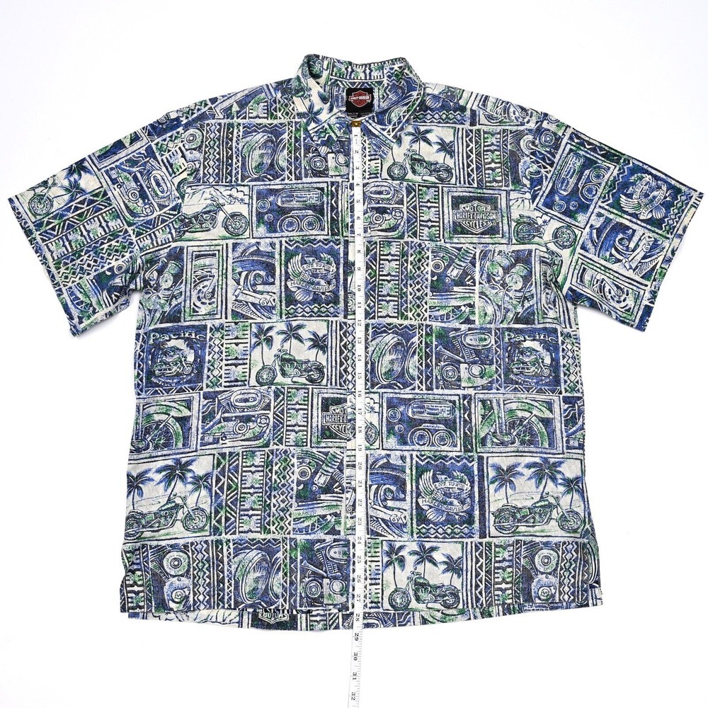 Harley Davidson Tori Richard Hawaiian Camp Shirt Mens XL Abstract All Over Print - Picture 3 of 10